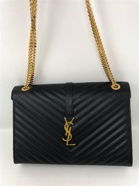 small black ysl bag with gold chain|YSL shoulder bag black.